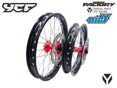 KIT ROUE ALUMINIUM 14/17'' MOYEU CNC ROUGE