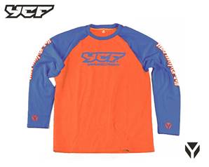 TEE SHIRT YCF MANCHE LONGUES BLEU/ORANGE TAILLE XL